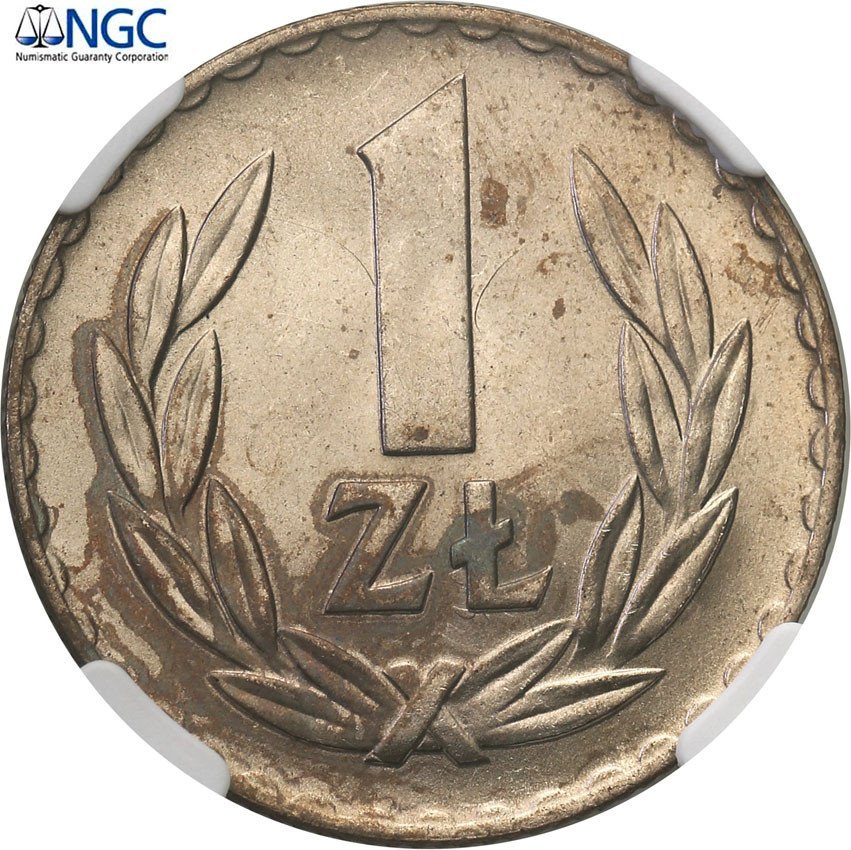 PRL. 1 złoty 1949 miedzionikiel NGC MS66